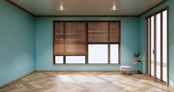 Máta Prázdný Pokoj Dřevěná Podlaha Design Interiéru Vykreslování — Stock fotografie