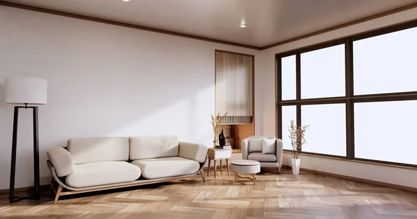 Sofá Muebles Maqueta Moderna Habitación Diseño Mínimo Renderizado —  Fotos de Stock