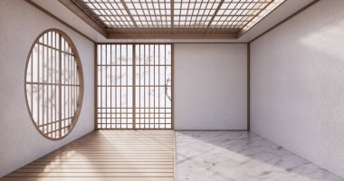 Boş oda, Japon iç mekanı 3D görüntüleme.