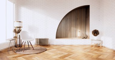 Beyaz tuğla dizayn tavan arası 3D biçiminde boş çatı katı biçimi