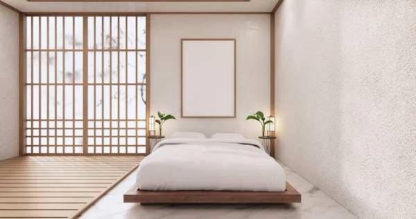 Ruang Tidur Gaya Jepang Minimalist Rendering — Stok Foto