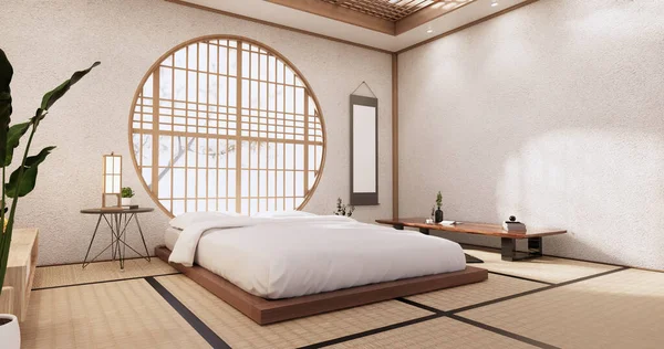 ベッドルーム 日本のミニマリストスタイル 3Dレンダリング — ストック写真