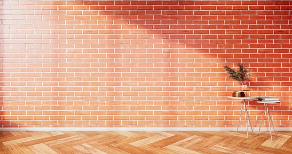 Soggiorno Soppalco Interno Con Muro Mattoni Modello Wall Rendering — Foto Stock