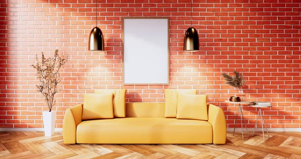 Wohnzimmer Loft Interieur Mit Wandmuster Ziegelwand Darstellung — Stockfoto
