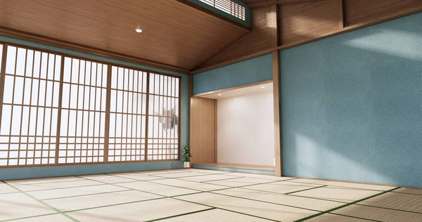 Interior Sala Hortelã Vazio Estilo Japonês Design Renderização — Fotografia de Stock
