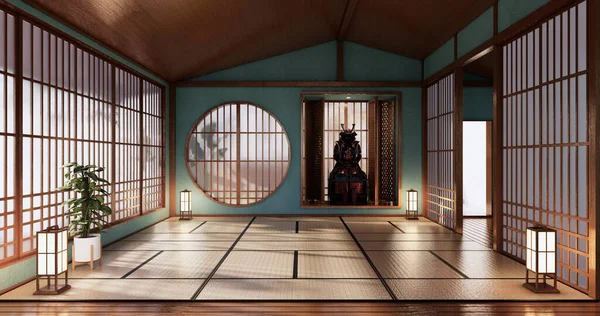 Interiör Tom Mint Rum Japansk Stil Design Rendering — Stockfoto