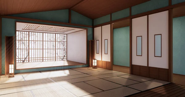 Interieur Emptymint Kamer Japanse Stijl Design Rendering — Stockfoto