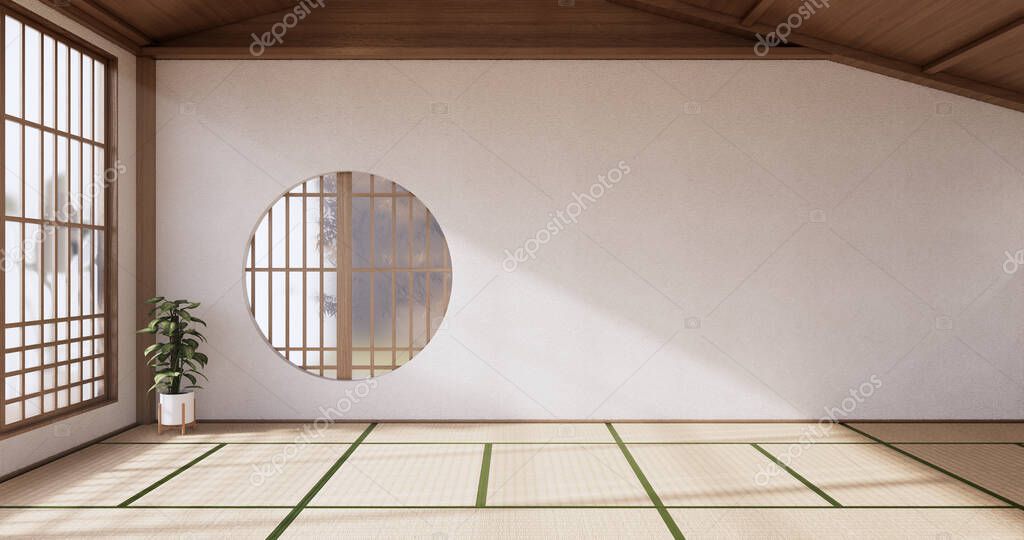 Interior Habitación Vacía Tatami Alfombra Piso Habitación Estilo