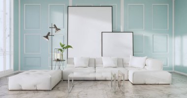 3D odasının naneli duvarındaki boş resim çerçevesini düzenle