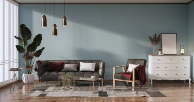 3D odasının naneli duvarındaki boş resim çerçevesini düzenle