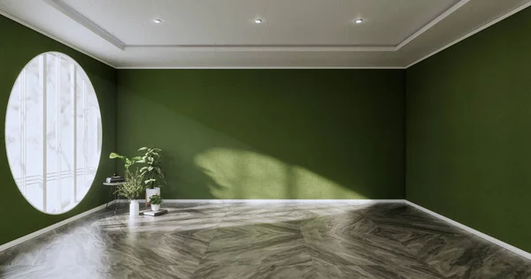 Prázdná Místnost Čistá Místnost Minimalistický Design Interiéru Zelená Stěna Žulové — Stock fotografie