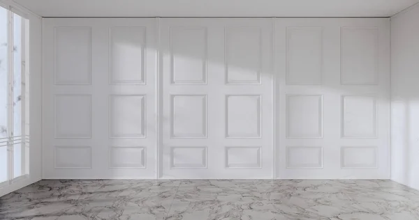 地板内部的白墙造型设计 3D渲染 — 图库照片