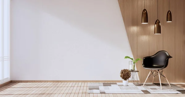 Salon Posiada Sofę Lampami Ozdobione Drzewa Białym Tle Ściany Renderowania — Zdjęcie stockowe