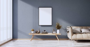 Oturma odasındaki gri ve beyaz duvar iki ton renkli dizayn 3D