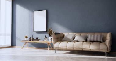 Oturma odasındaki gri ve beyaz duvar iki ton renkli dizayn 3D