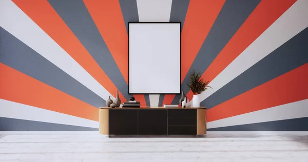 Oranje Grijze Muur Woonkamer Twee Kleurrijke Design Rendering — Stockfoto