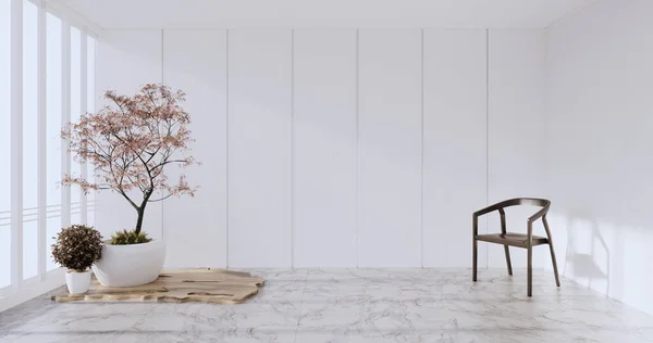 Reinigungsraum Modernes Zimmer Leere Weiße Wand Auf Fliesenboden Rendering — Stockfoto