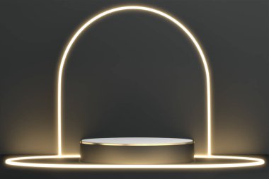 Siyah soyut tasarım siyah podyum kozmetik ürünler gösteriyor. 3B görüntüleme