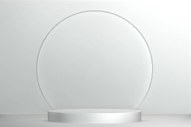 Soyut Podyum minimal geometrik beyaz ve altın 3D görüntüleme