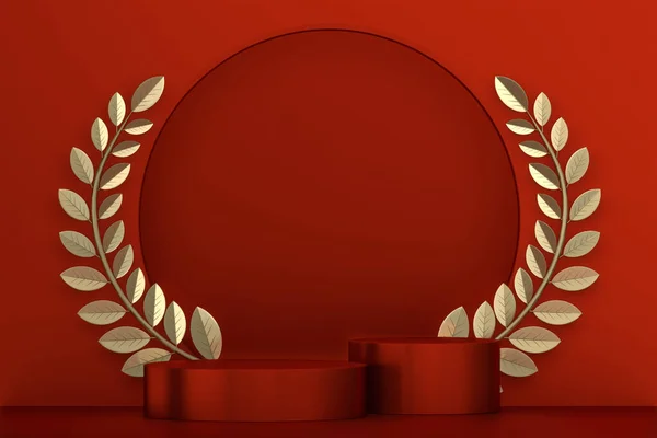 Red Podium Відображення Продукту Мінімальний Геометричний Дизайн Рендеринга — стокове фото