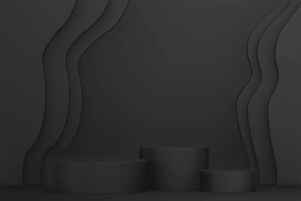 Black Podium Background Minimal Design Rendering — Stock Photo, Image