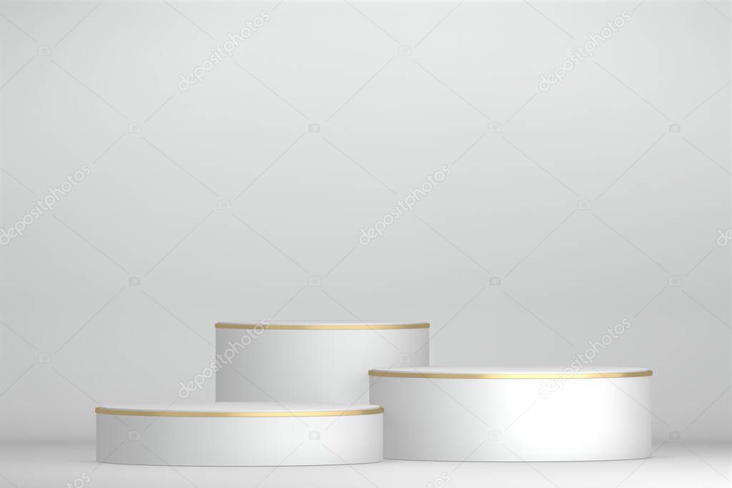 Modern white background and white podium show cosmetic product geometric. 3D rendering