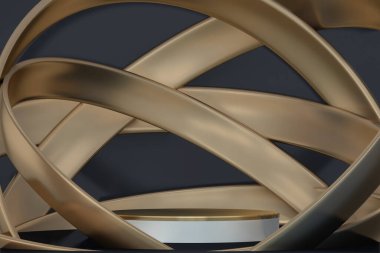 Soyut siyah podyum kozmetik ürünler gösteriyor. 3B görüntüleme