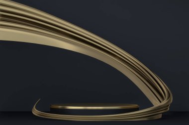 Soyut siyah podyum kozmetik ürünler gösteriyor. 3B görüntüleme