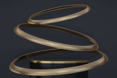 Soyut siyah podyum kozmetik ürünler gösteriyor. 3B görüntüleme