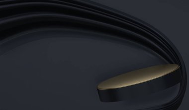 Soyut siyah podyum kozmetik ürünler gösteriyor. 3B görüntüleme