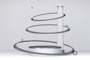 Beyaz arka planda kozmetik ürünler için podyum beyazı. 3d oluşturma