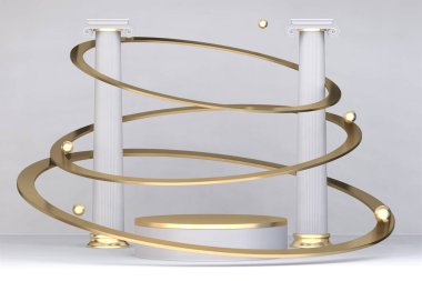 Beyaz arka planda kozmetik ürünler için podyum beyazı. 3d oluşturma