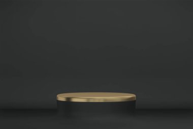 Soyut siyah podyum kozmetik ürünler gösteriyor. 3B görüntüleme