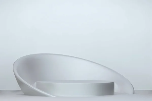 Белый Подиум Косметического Продукта Фоне Белого Рендеринг — стоковое фото