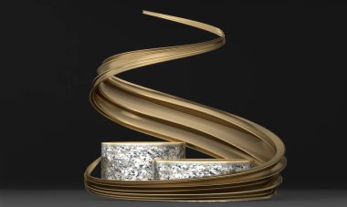 Üretim 3D görüntüleme için uygun soyut siyah sahne podyumu dekorasyonu