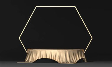 Üretim 3D görüntüleme için uygun soyut siyah sahne podyumu dekorasyonu