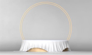 3D üretim için uygun beyaz sahne podyumu dekorasyonu