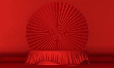 3D üretim için uygun kırmızı sahne podyumu dekorasyonu