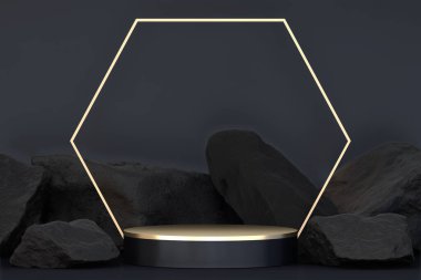 siyah sahne podyum dekorasyonu 3D üretim için uygundur