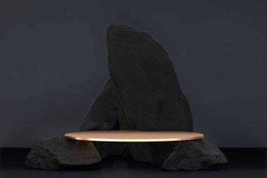 siyah sahne podyum dekorasyonu 3D üretim için uygundur