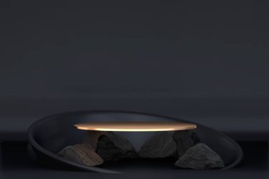 siyah sahne podyum dekorasyonu 3D üretim için uygundur