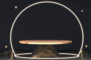 siyah sahne podyum dekorasyonu 3D üretim için uygundur