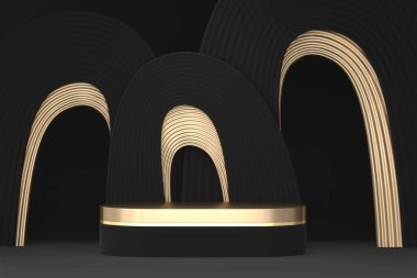 siyah sahne podyum dekorasyonu 3D üretim için uygundur