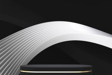 siyah sahne podyum dekorasyonu 3D üretim için uygundur