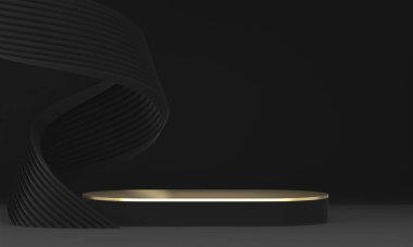 siyah sahne podyum dekorasyonu 3D üretim için uygundur