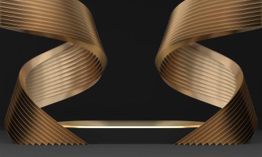 siyah sahne podyum dekorasyonu 3D üretim için uygundur