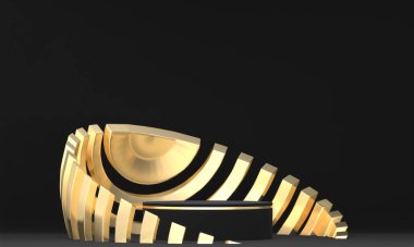 Üretim 3D görüntüleme için uygun soyut siyah sahne podyumu dekorasyonu