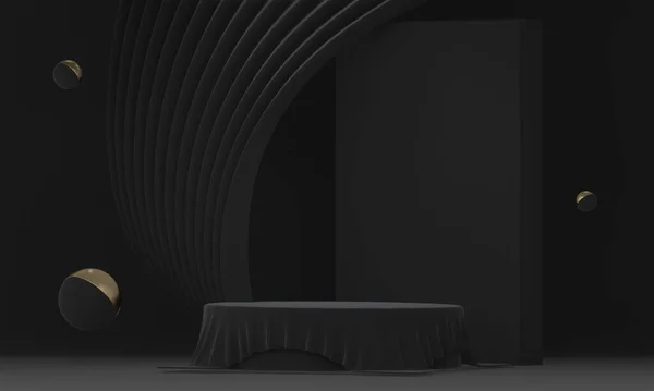 Abstract Black Stage Podium Decoration Suitable Products Rendering — Stock Photo, Image