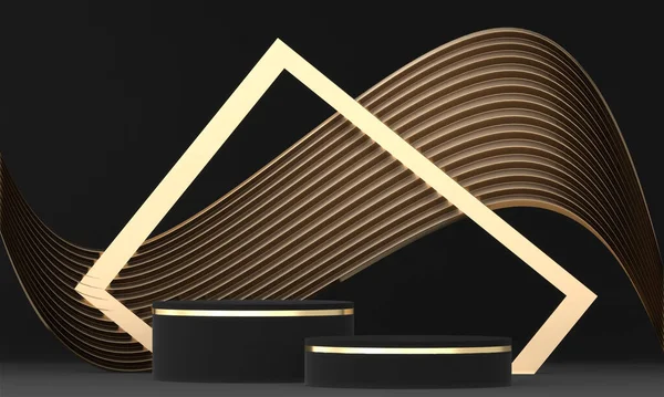 Abstract Black Stage Podium Decoration Suitable Products Rendering — ストック写真
