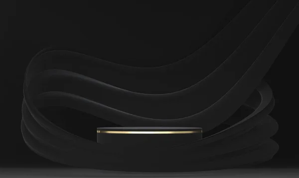 製品に適した抽象的な黒のステージ表彰台の装飾 — ストック写真
